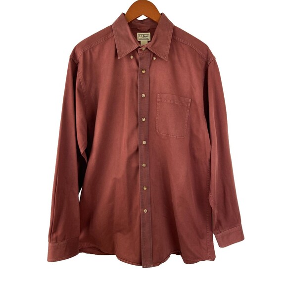 LL Bean Shirt Men's M Tall Rusty Red Long Sleeve Button Down 100% Pima Cotton - Picture 1 of 9